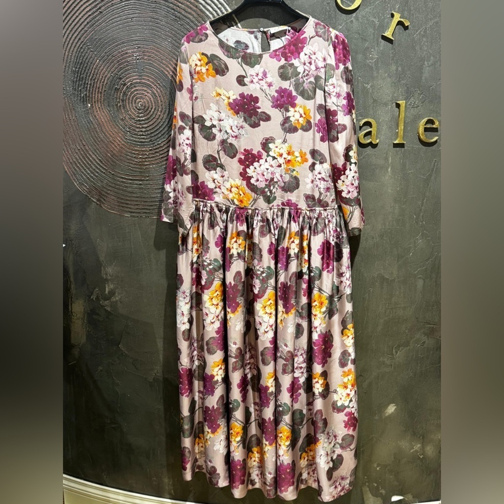 Day Birger et Mikkelsen purple Floral Long Sleeve maxi dress size L - Picture 5 of 9